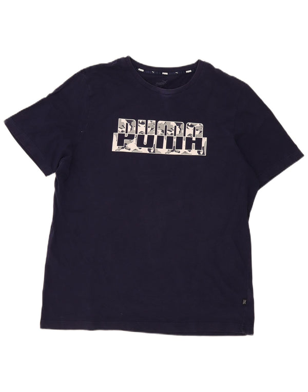 Puma - Camiseta gráfica para hombre, talla grande, algodón azul marino