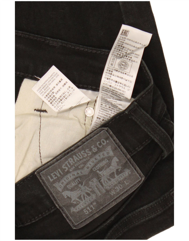 LEVI'S Pantalones cortos vaqueros 511 para mujer W30 Algodón negro mediano