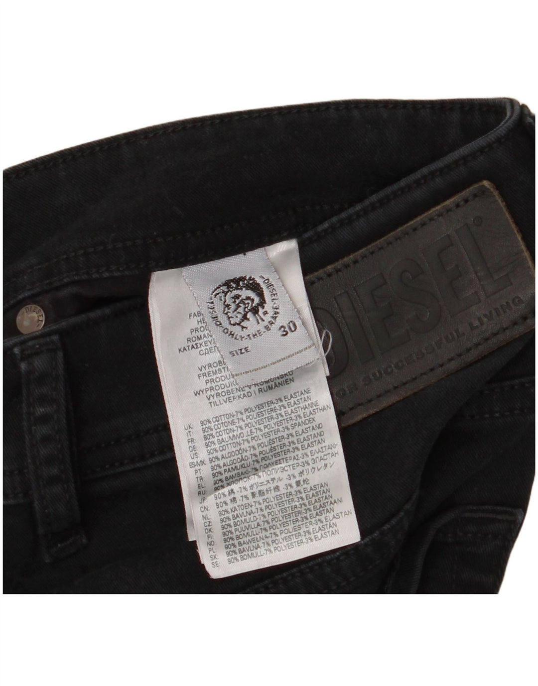 DIESEL Vaqueros Slim Mujer W30 L27 Negro Algodón