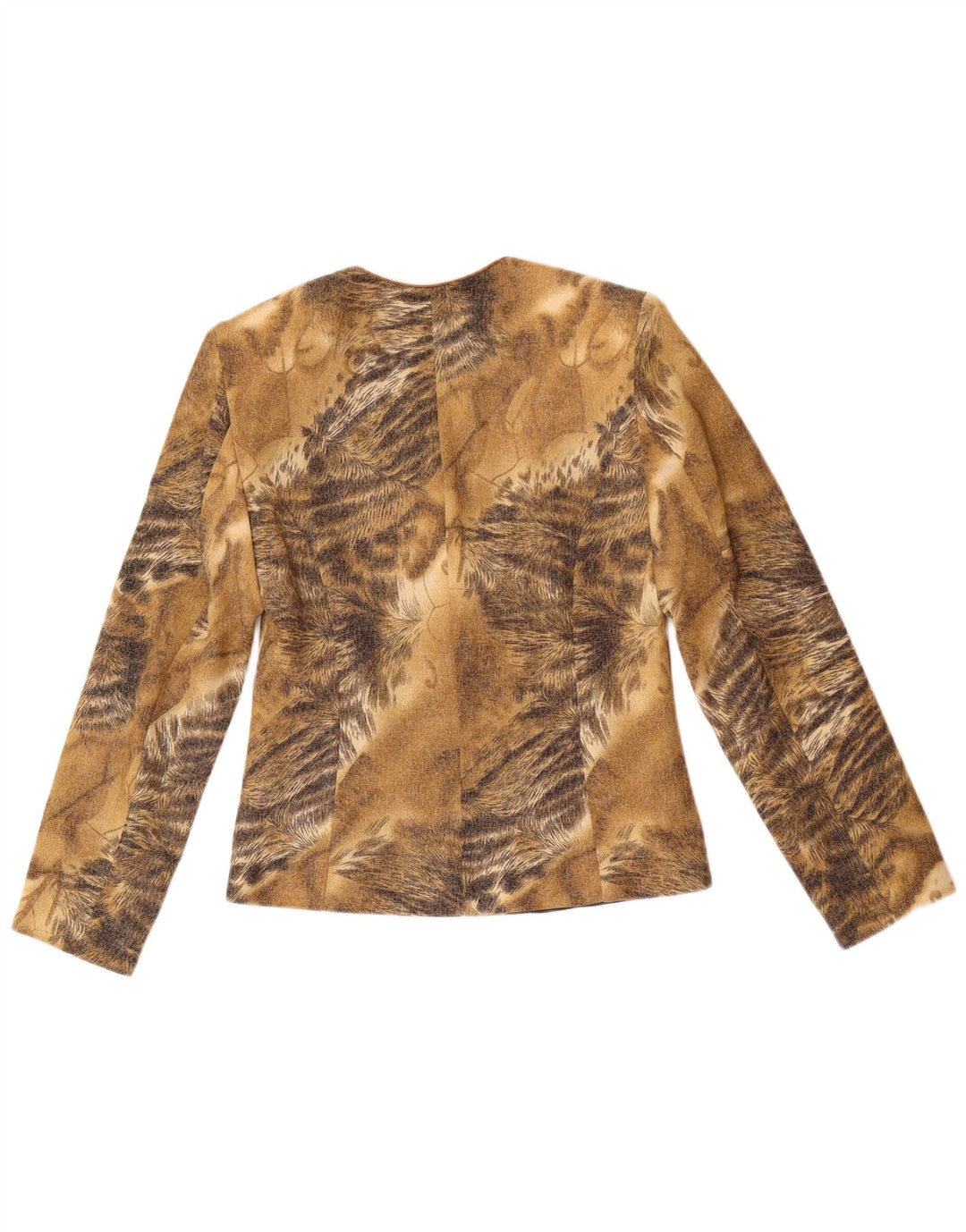Vintage mujer 3 botones Blazer chaqueta IT 42 marrón medio animal print