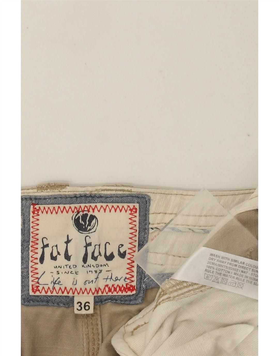 Pantalones cortos chinos para hombre Fat Face W36 Large Beige Algodón