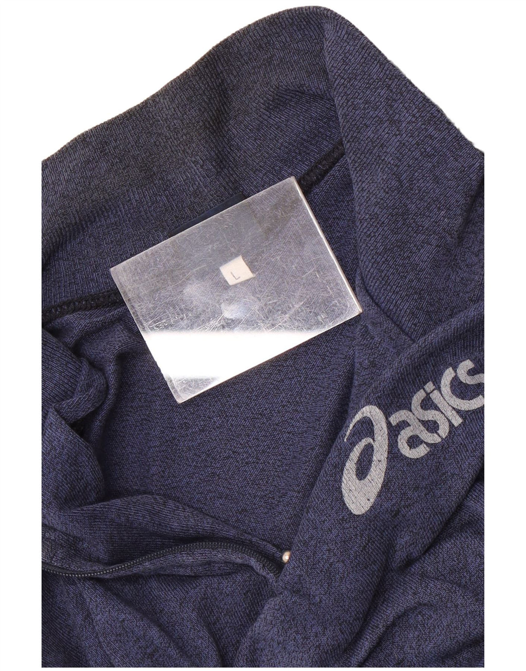 Asics Hombre Graphic Zip Neck Sudadera Jumper Large Azul Colorblock
