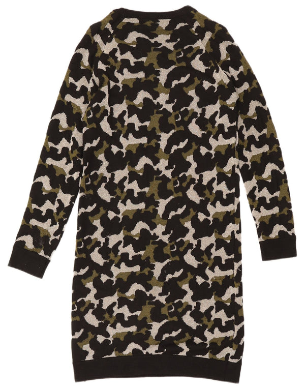 Liu Jo Vestido tipo jersey de manga larga para mujer UK 40 Small Viscosa de camuflaje negro