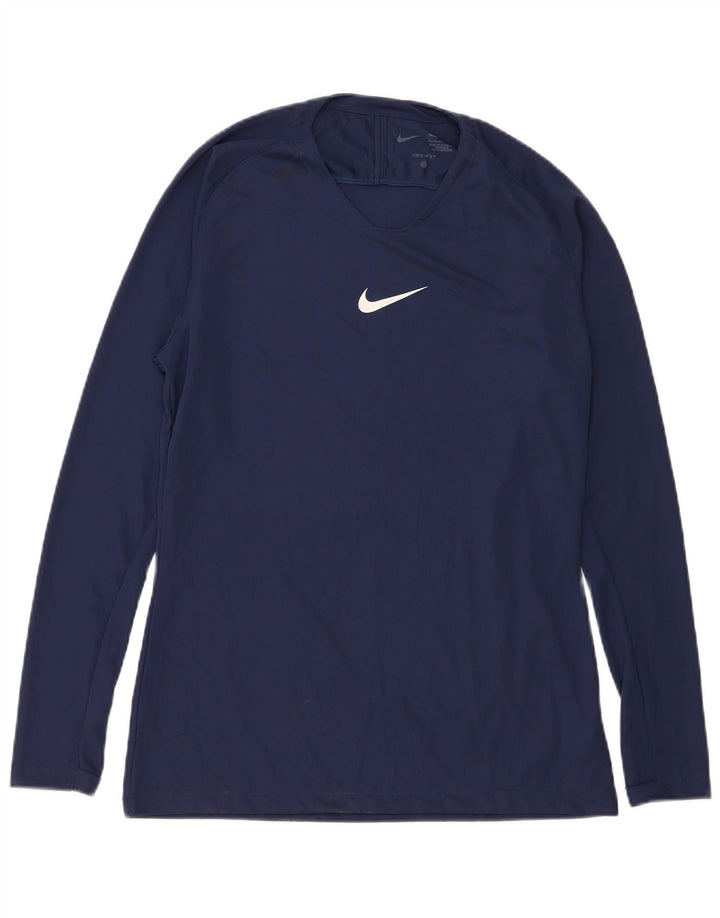 Nike Dri Fit Slim Fit Top manga larga para hombre poliéster azul marino grande
