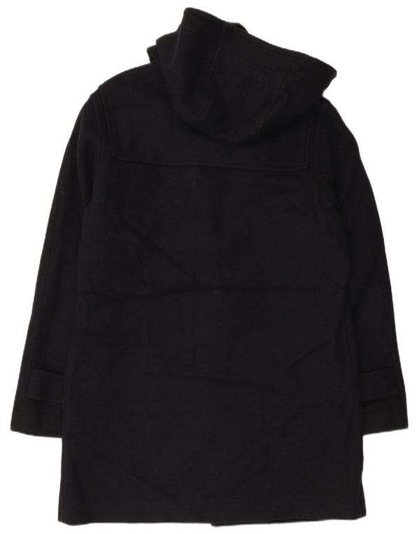 VINTAGE Abrigo de lona con capucha para mujer Reino Unido 18 XL Lana azul marino