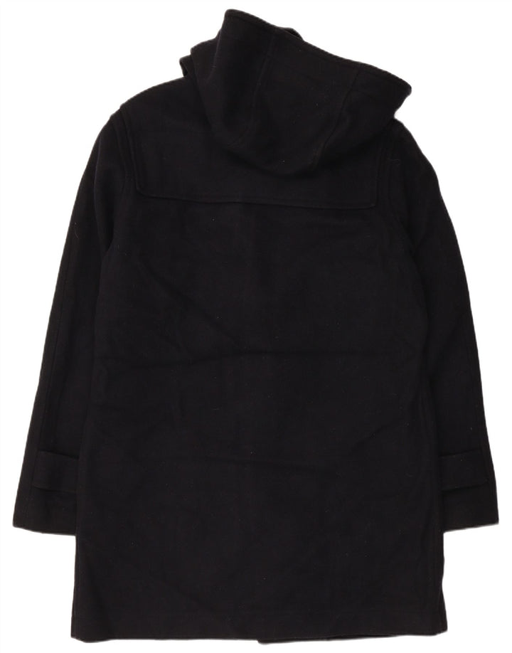 VINTAGE Abrigo de lona con capucha para mujer Reino Unido 18 XL Lana azul marino