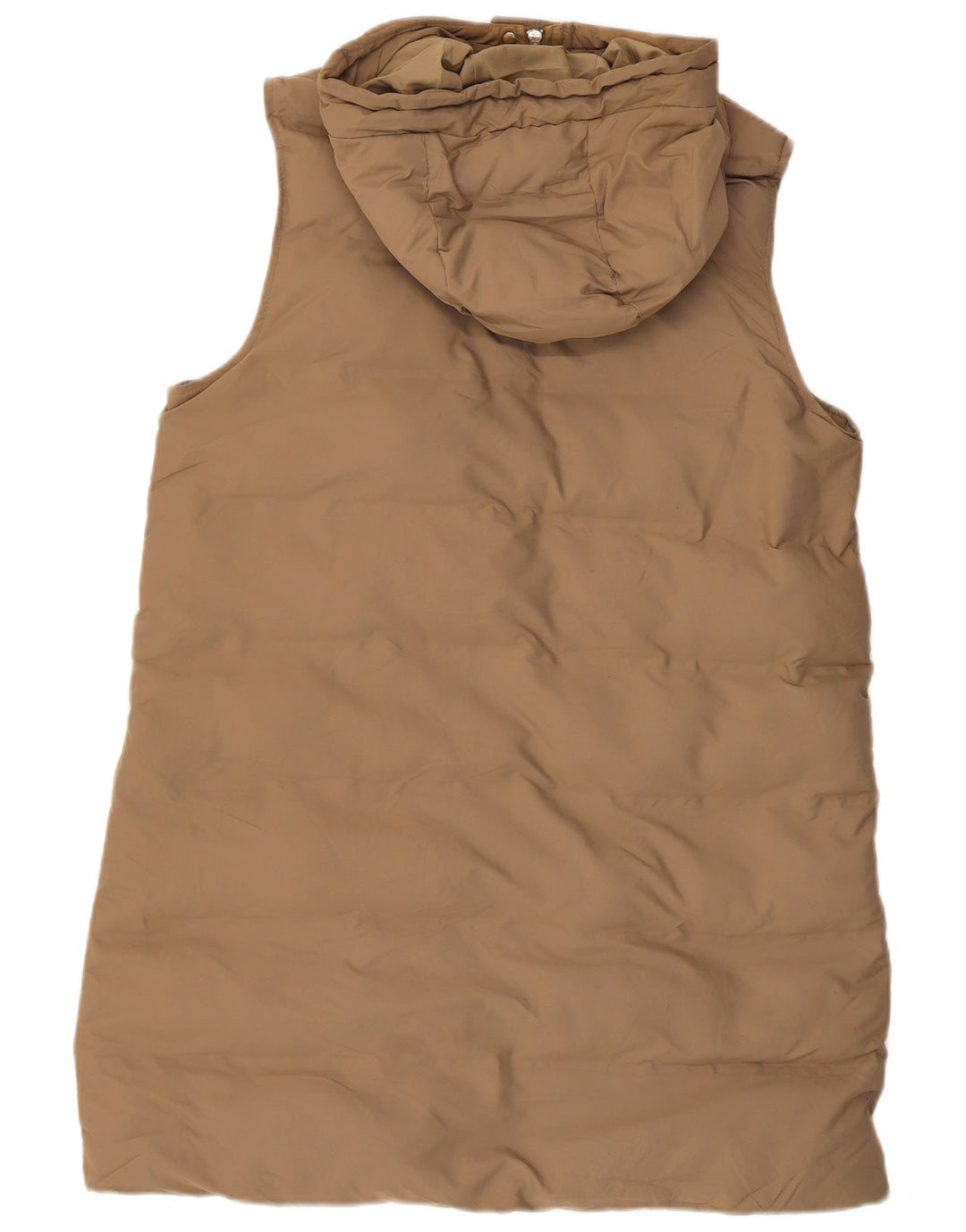 Zara Mujer Abrigo Acolchado Sin Mangas Con Capucha UK 44 Medium Beige