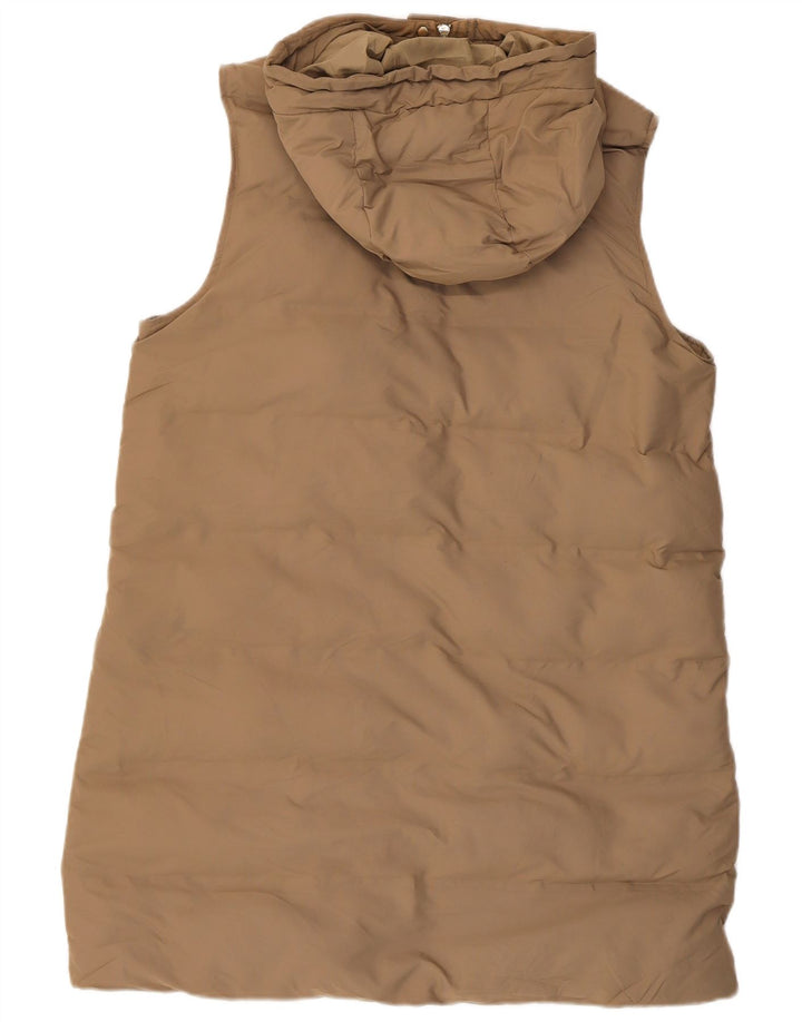 Zara Mujer Abrigo Acolchado Sin Mangas Con Capucha UK 44 Medium Beige