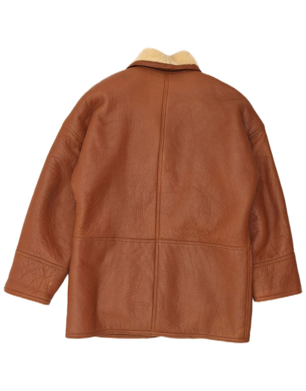 Vintage mujer oversized shearling chaqueta Reino Unido 18 XL marrón shearling