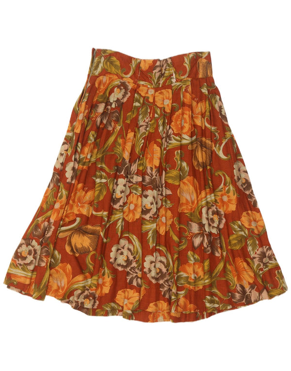 Falda plisada vintage para mujer IT 44 Mediana W28 Marrón Floral