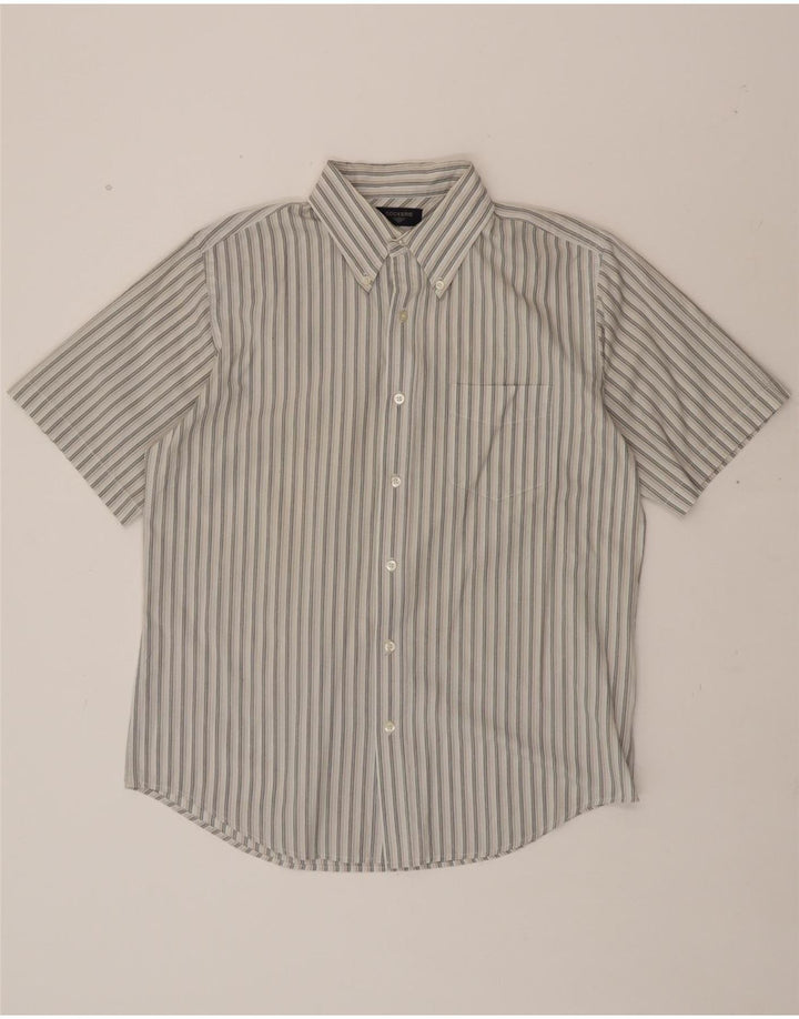 DOCKERS Mens Short Sleeve Shirt Medium White Striped Cotton Vintage Dockers and Second-Hand Dockers from Messina Hembry 