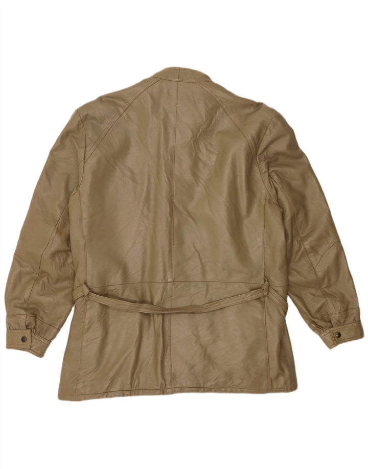 Vintage Hombres Reino Unido 38 Cuero Caqui Medio