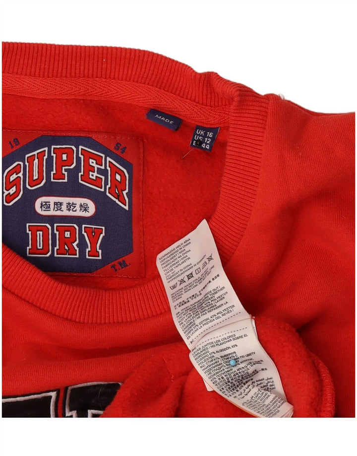Superdry Sudadera extragrande con estampado gráfico para mujer, talla 46, algodón rojo grande