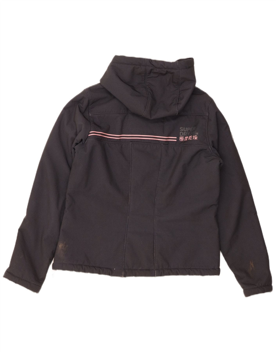 SUPERDRY Chaqueta cortavientos con capucha Windtrekker para mujer, talla 40, color gris grande