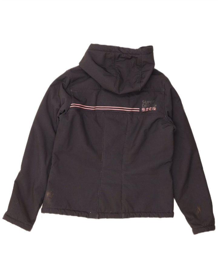 SUPERDRY Chaqueta cortavientos con capucha Windtrekker para mujer, talla 40, color gris grande