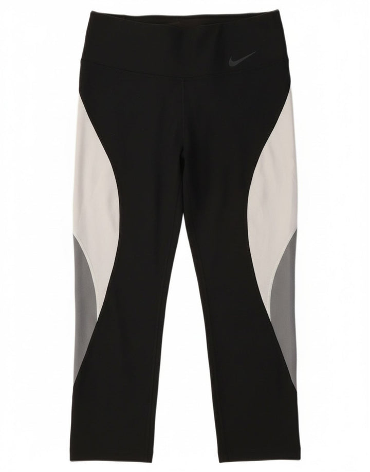 Nike Leggings capri Dri Fit para mujer UK 10 Small Black Colourblock Poliéster