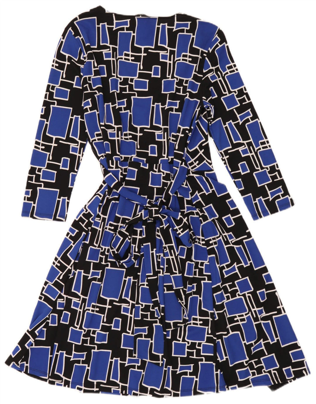 Dkny Vestido cruzado de manga 3/4 para mujer Talla única Poliéster geométrico azul