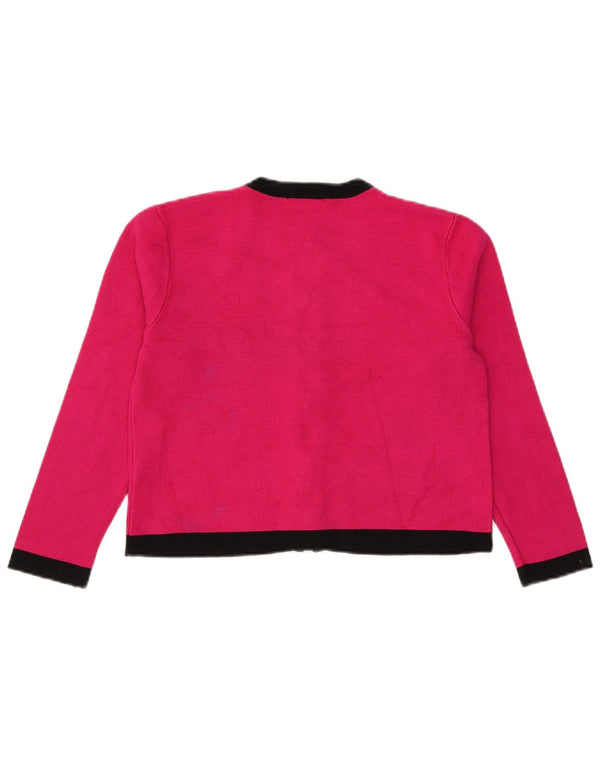Zara Mujer Crop Cardigan Suéter UK 42 Viscosa Color Block Rosa Medio
