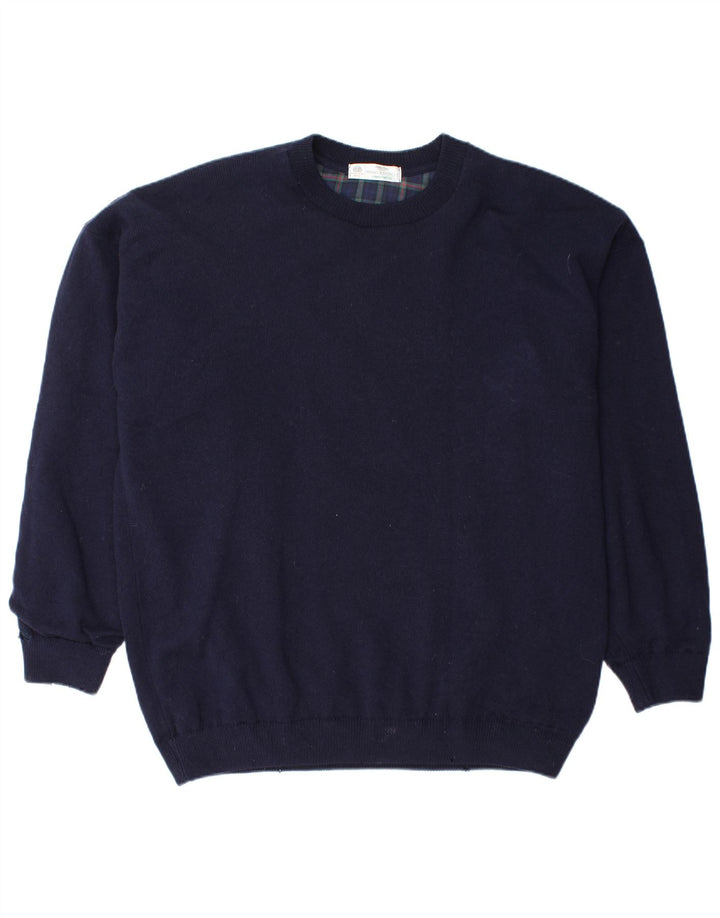 Marks & Spencer - Jersey de cuello redondo para hombre, talla grande, lana virgen, color azul marino