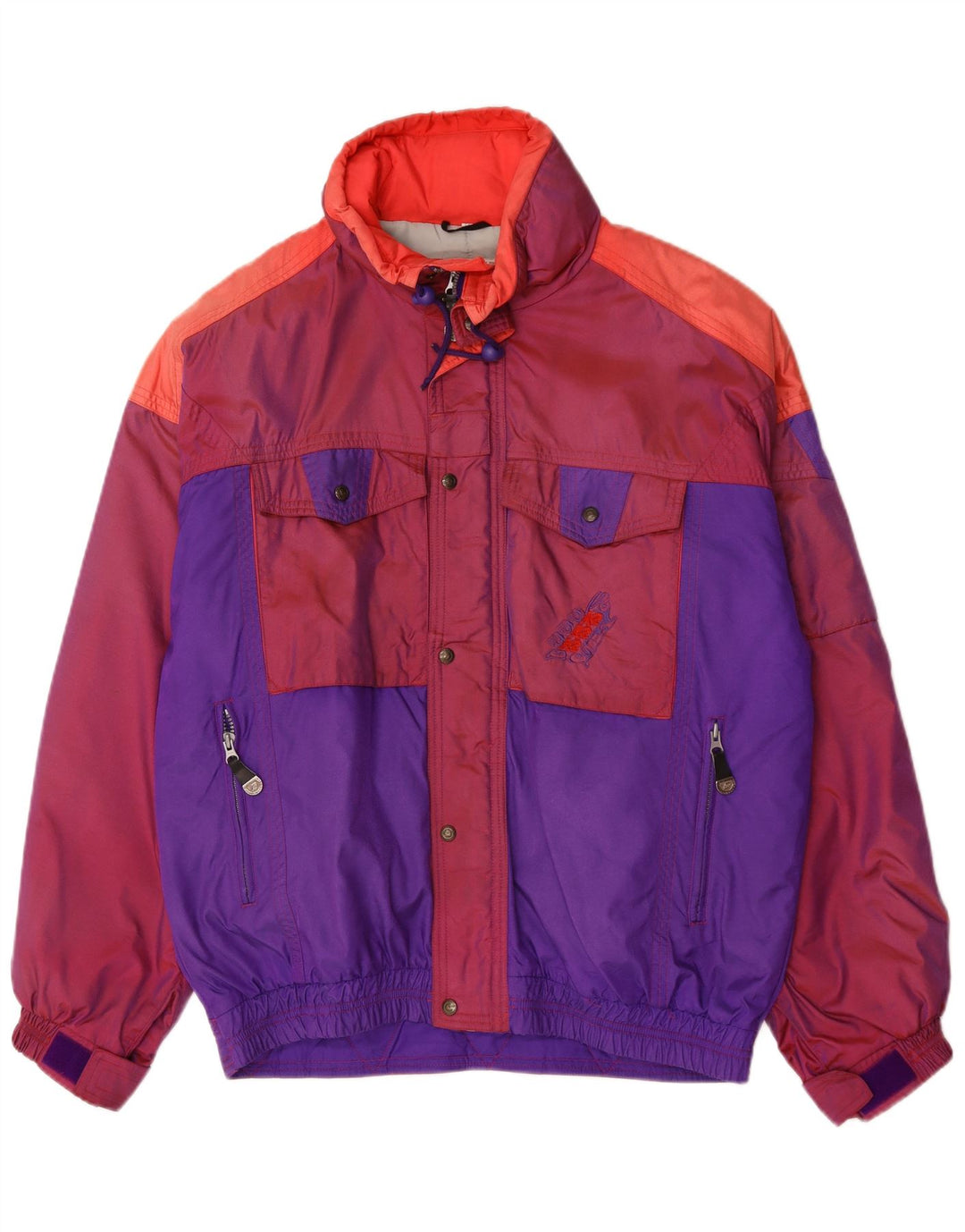 Chaqueta de esquí vintage para hombre IT 54 XL Poliamida multicolor con bloques de color