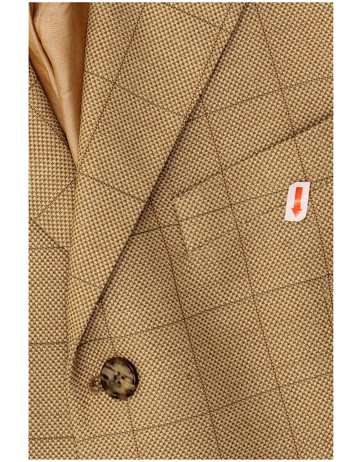 DOUGLAS Mens 3 Button Blazer Jacket UK 38 Medium Beige Check