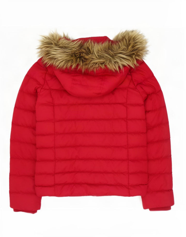 Tommy Hilfiger Chaqueta acolchada con capucha para mujer UK 10 Small Poliéster rojo