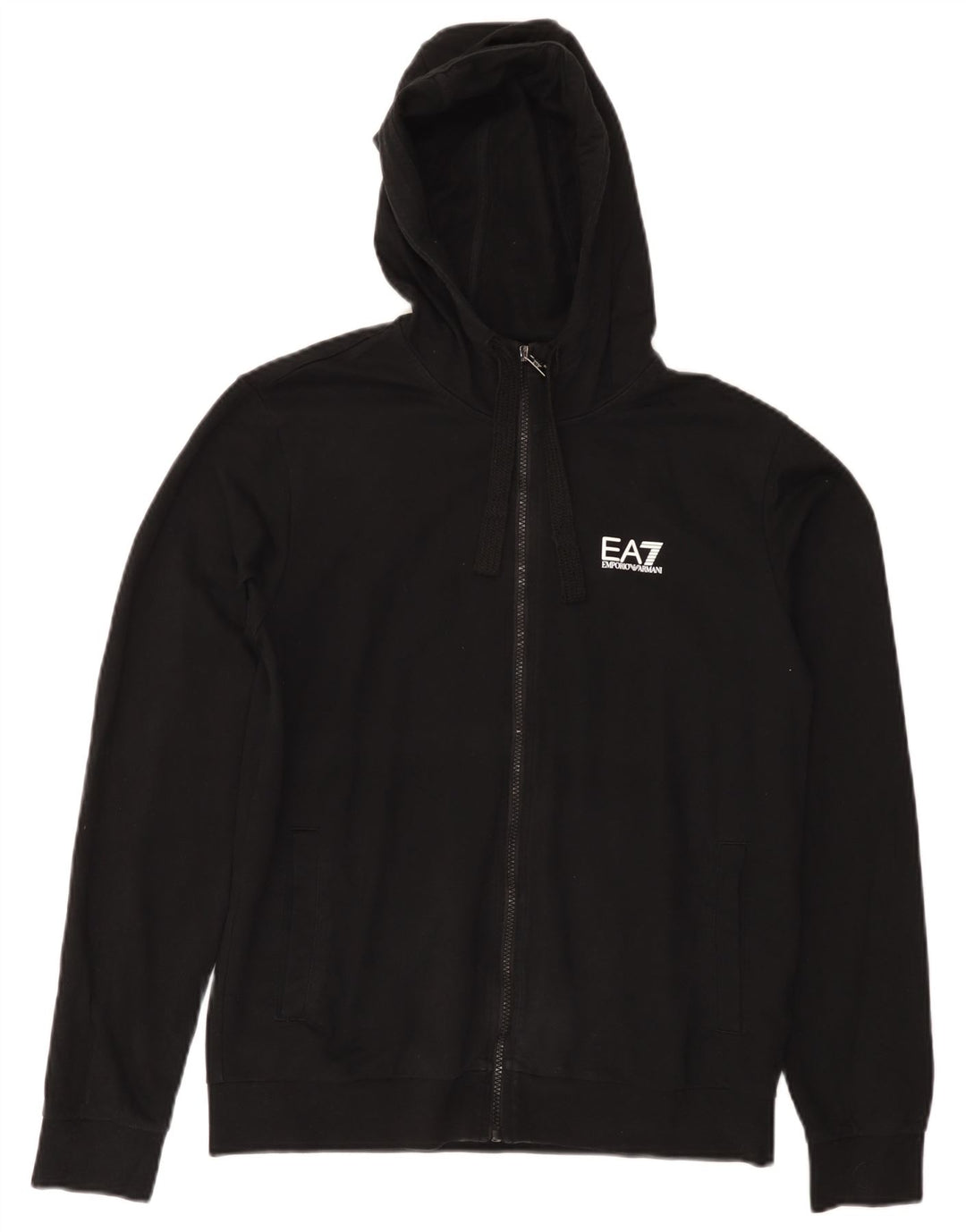 EMPORIO ARMANI Suéter con capucha y cremallera para mujer Reino Unido 14 Algodón negro mediano