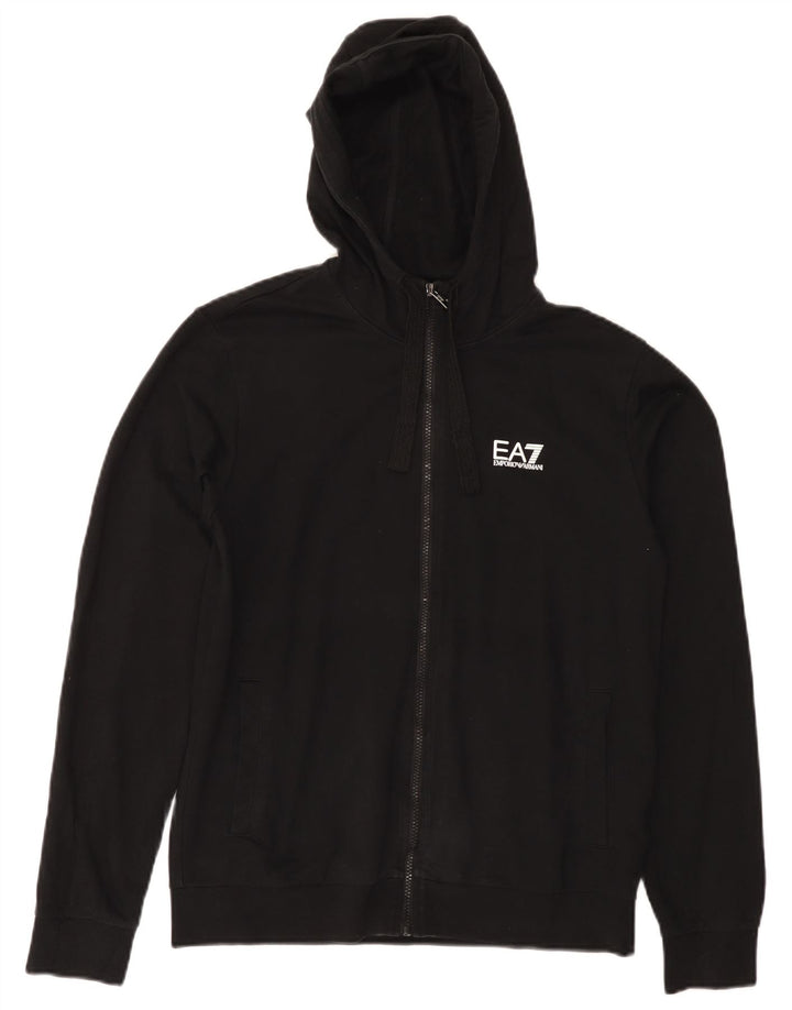 EMPORIO ARMANI Suéter con capucha y cremallera para mujer Reino Unido 14 Algodón negro mediano