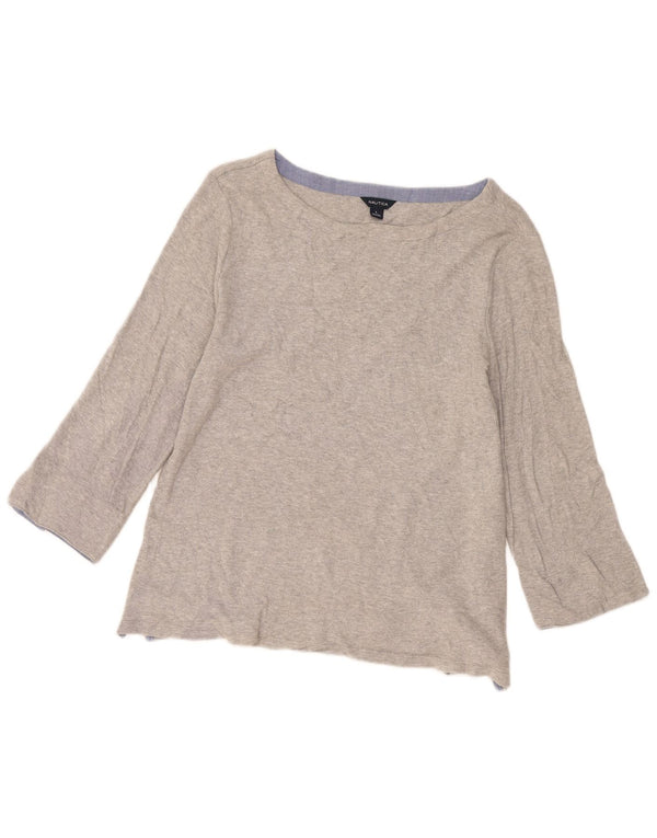 Nautica Top para mujer manga 3/4 UK 46 Algodón moteado gris grande