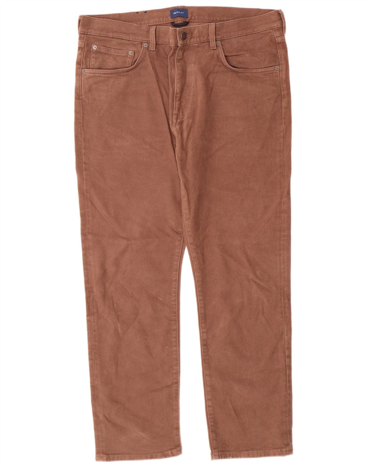 GANT Pantalones informales rectos para hombre W38 L30 Marrón Algodón