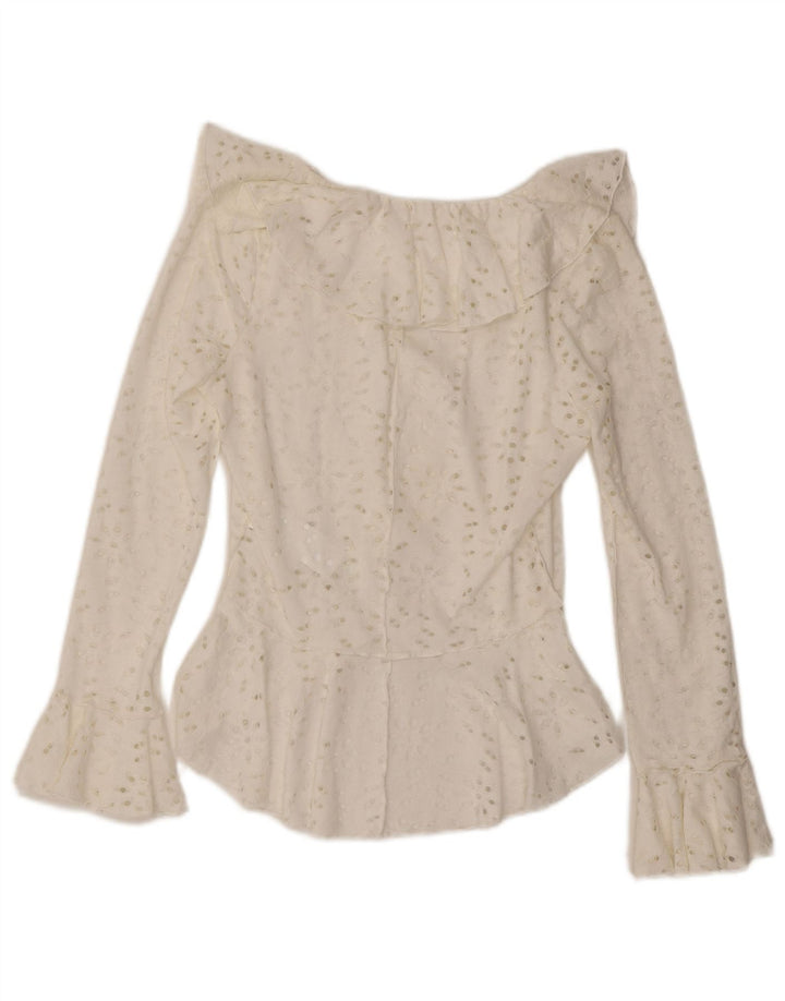 Desigual - Blusa asimétrica para mujer, talla 40, algodón blanco mediano