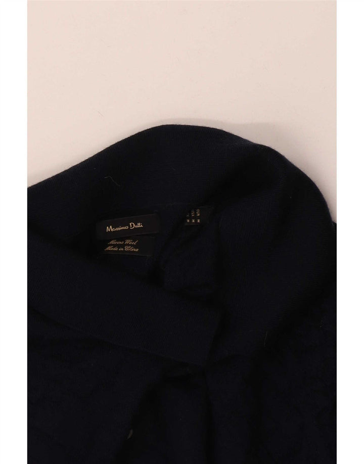 Jersey Massimo Dutti Hombre con Cuello Polo Lana Azul Marino Medio