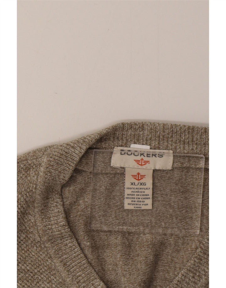 DOCKERS Jersey con Cuello en V para Hombre XL Caqui Acrílico Moteado