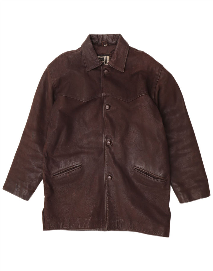 Vintage chaqueta de cuero para hombre Reino Unido 38 cuero marrón medio