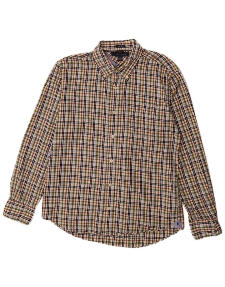 Tommy Hilfiger Camisa de franela de corte slim con cuadros grandes multicolores para hombre