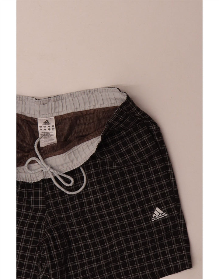 Adidas Hombre Bañador Corto Mediano Negro Cuadros Poliéster