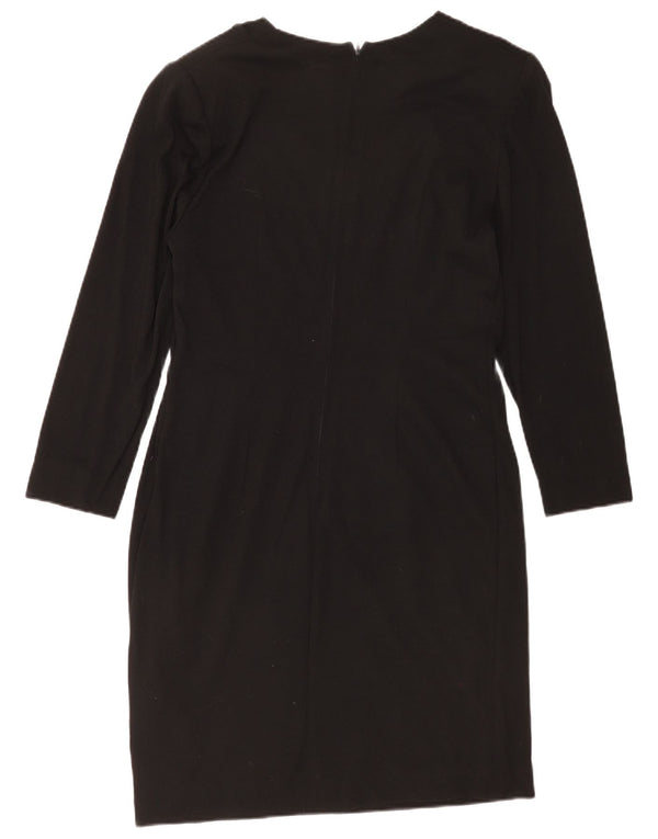 Luisa Spagnoli Womens 3/4 Sleeve Sheath Dress UK 14 Large Black Wool