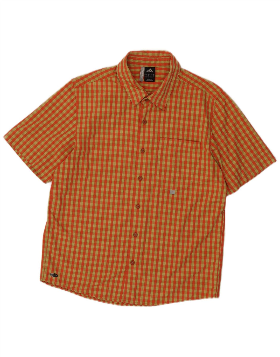 Adidas Camisa De Manga Corta Hombre Naranja Medio Vichy Poliéster