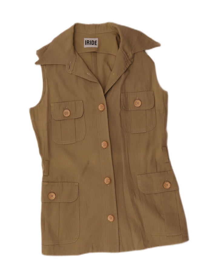 Vintage mujer utilidad Gilet Reino Unido 12 medio caqui