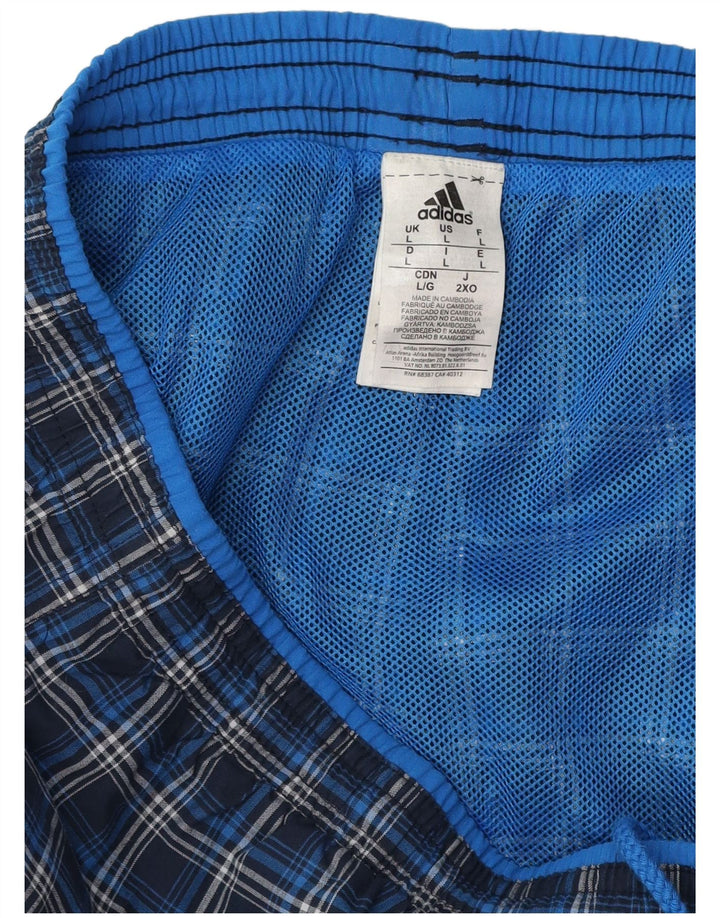 Adidas Hombre Bañador Corto Grande Azul Marino Cuadros Poliéster