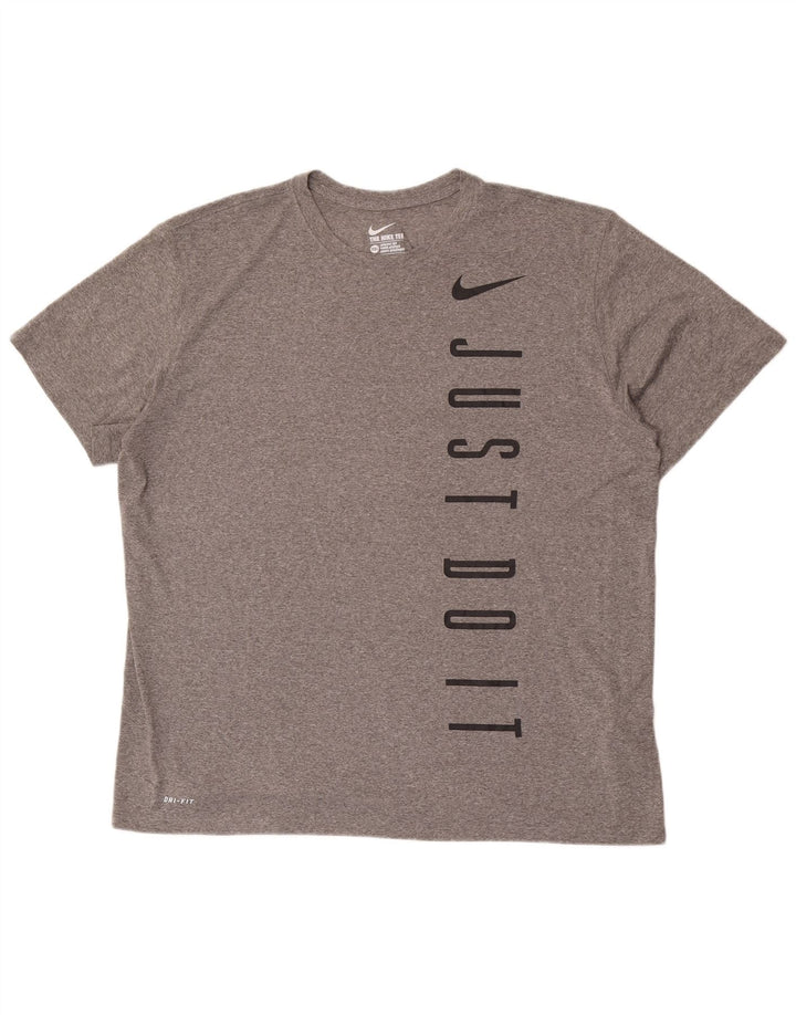 Nike - Camiseta gráfica Dri Fit para hombre, talla 2XL, poliéster gris