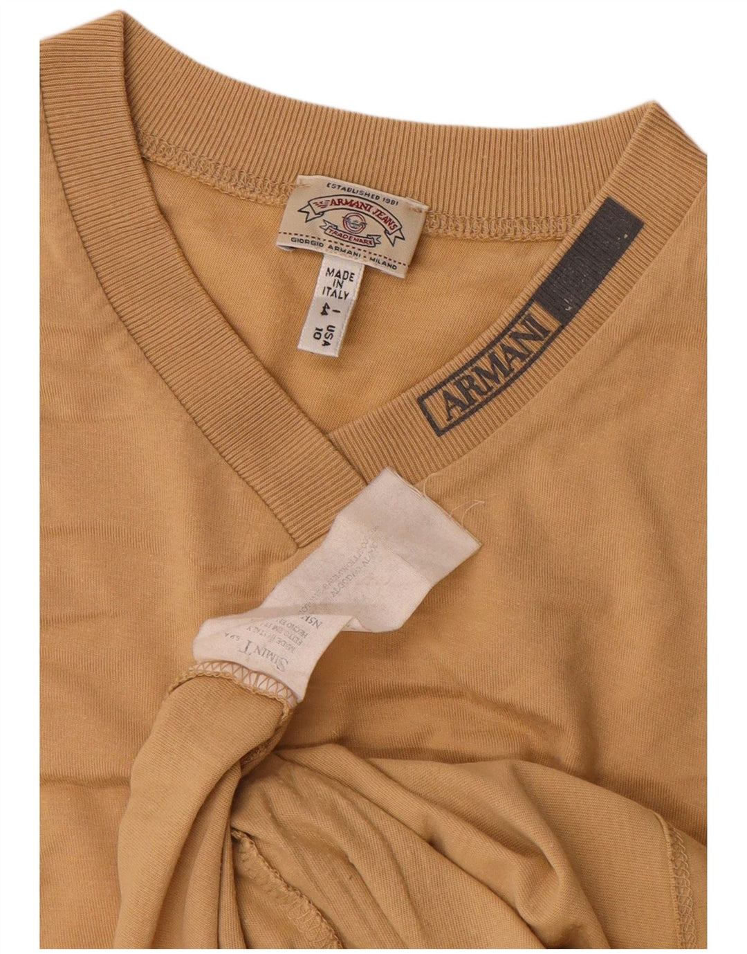 Camiseta Mujer Armani Jeans Top IT 44 Algodón Beige Medio