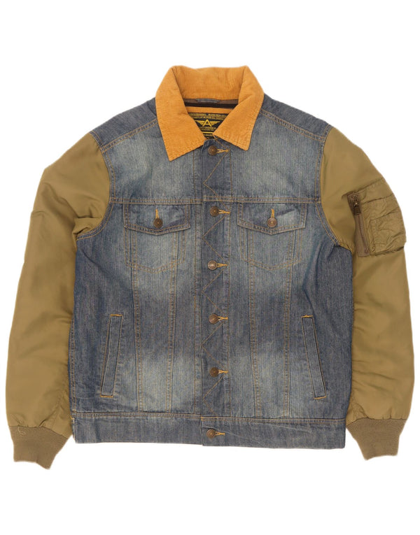 Alcott Chaqueta de aviador de vuelo vaquera para hombre UK 40 Large Azul Colorblock Algodón
