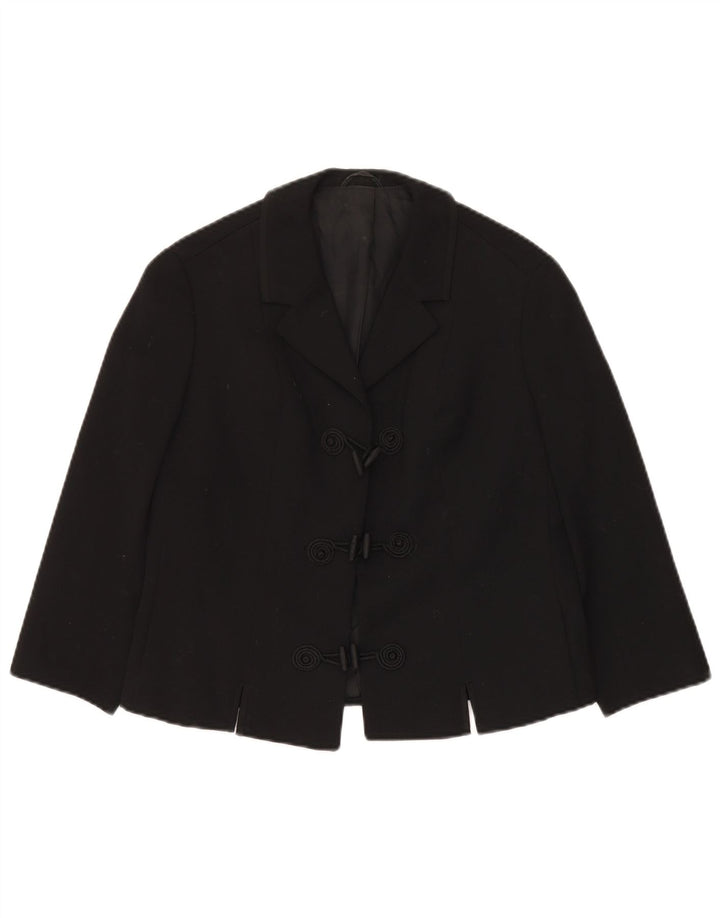 Reine Wolle Chaqueta tipo blazer con 3 botones y manga 3/4 para mujer UK 40 Medium Black