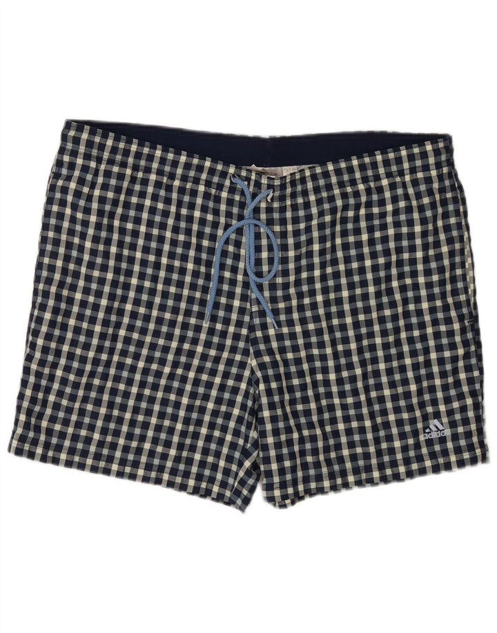 Adidas Hombre Regular Bañador Corto Grande Azul Cuadros Poliéster