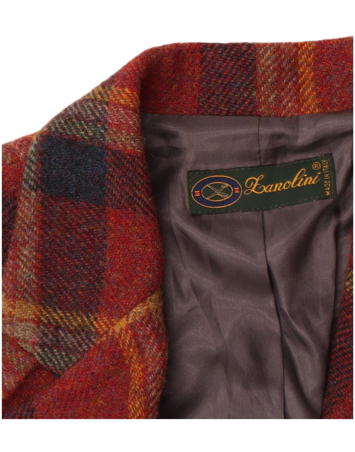 Chaqueta Blazer De Mujer Lanolini De 3 Botones IT 42 Lana A Cuadros Marrón Medio