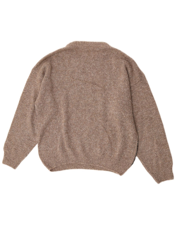 Fiume Jersey con cuello redondo y gráfico para hombre IT 52 Large Brown Colourblock