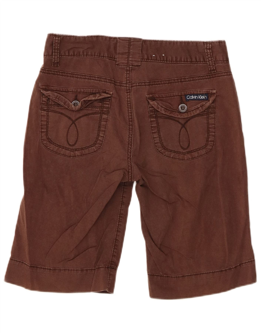 CALVIN KLEIN Pantalones cortos casuales para mujer US 6 mediano W28 algodón marrón