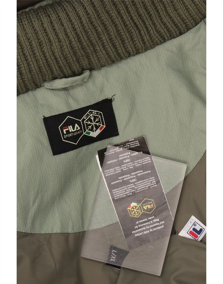 Fila Chaqueta acolchada con capucha para hombre UK 40 Large Poliamida verde