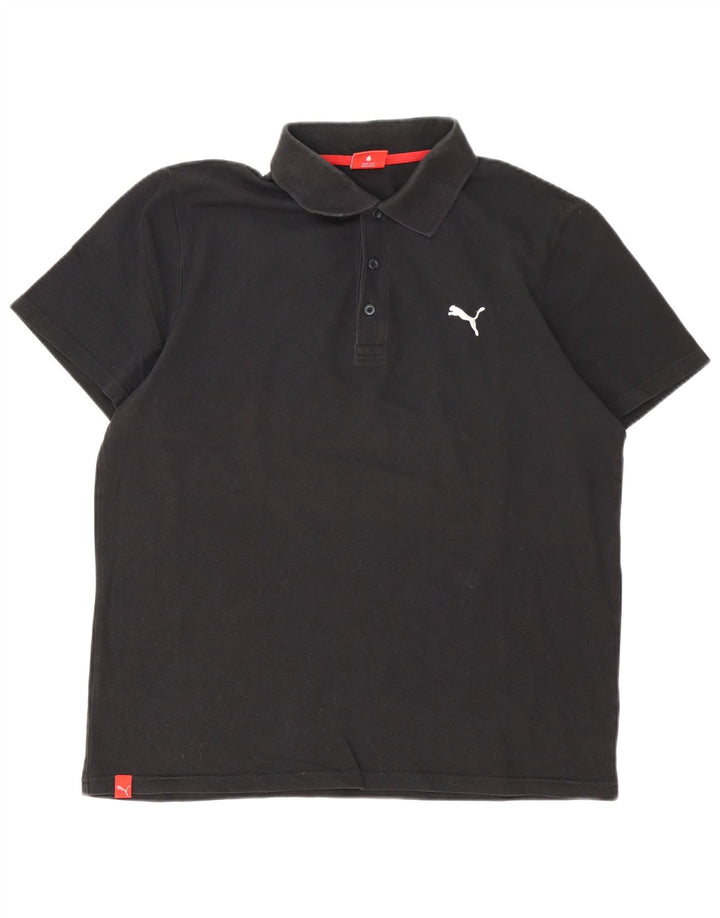Puma Polo para hombre grande de algodón negro